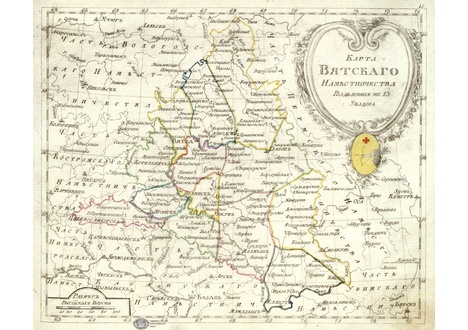 Карта вятской губернии 19 века с разделением на уезды